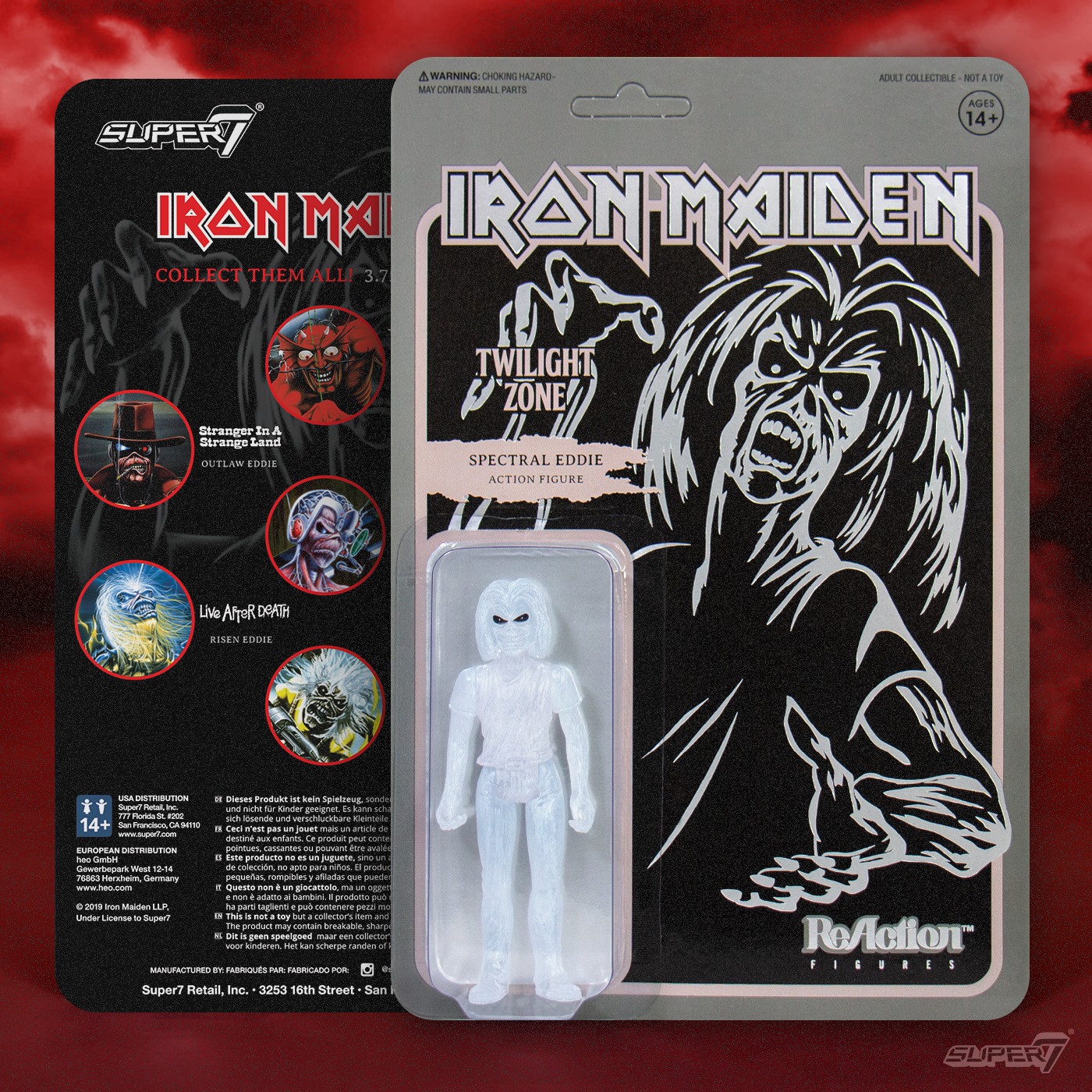 IRON MAIDEN NUMBER OF THE BEAST BRAND NEW SUPER 7 REACTION ACTION FIGURE EDDIE 